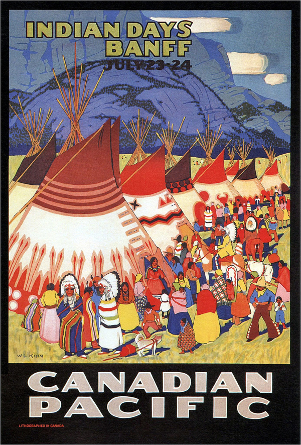 W. Langdon Kihn. Indian Days Banff. 1930 #illustration #travel #vintage #poster