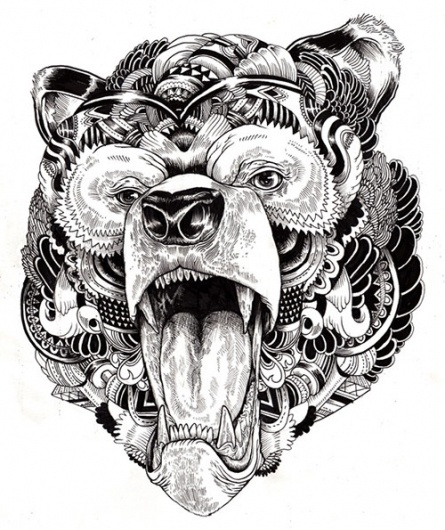 Incredibly Detailed Animal Illustrations - My Modern Metropolis #bear #illustrations