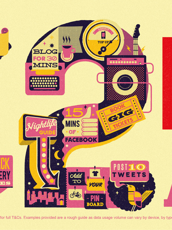 vodafone5 #type #illustration #letterpress #number