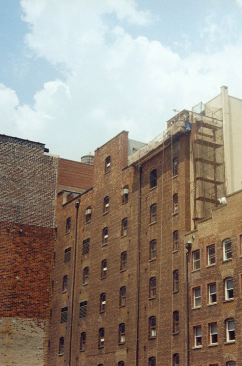 Manhatten Miss AW13 Magazine Topshop USA #brick #sky #yellow #building #architecture #brown #gray #manhatten #blue