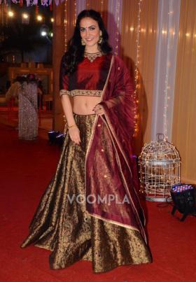 Red and golden bridal lehenga choli