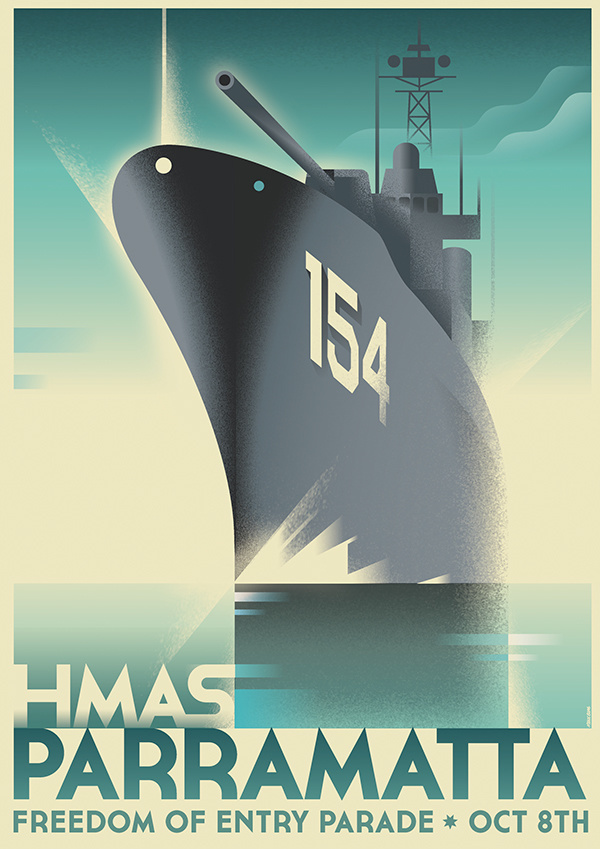 Hmas Parramatta Freedom of Entry Parade by Mads Berg. #PosterDesign #Illustration