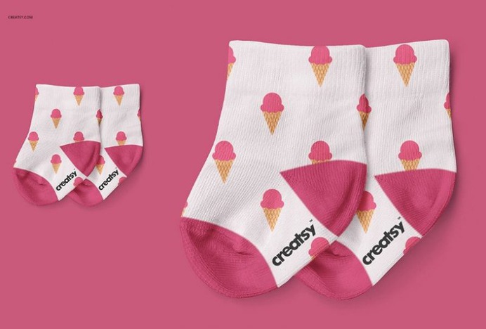 Baby Socks Mockup PSD