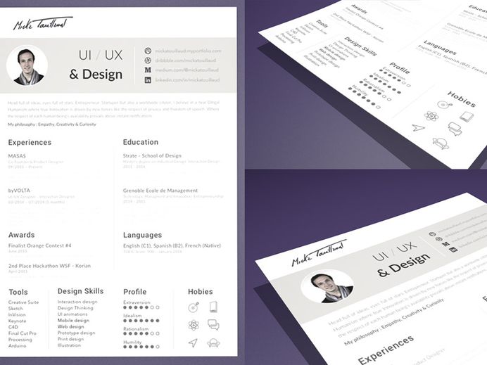 Touillaud Resume - Free Minimal Sketch Resume Template