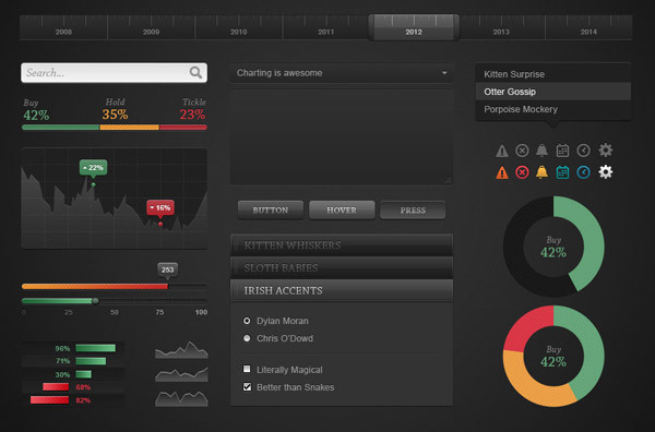 20 Free Useful Dark UI PSD Kits #psd #ui
