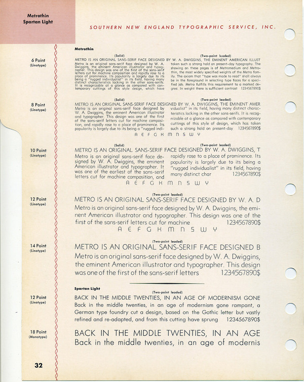 A specimen of W. A. Dwiggins' classic font Metro Thin #type #specimen #typography