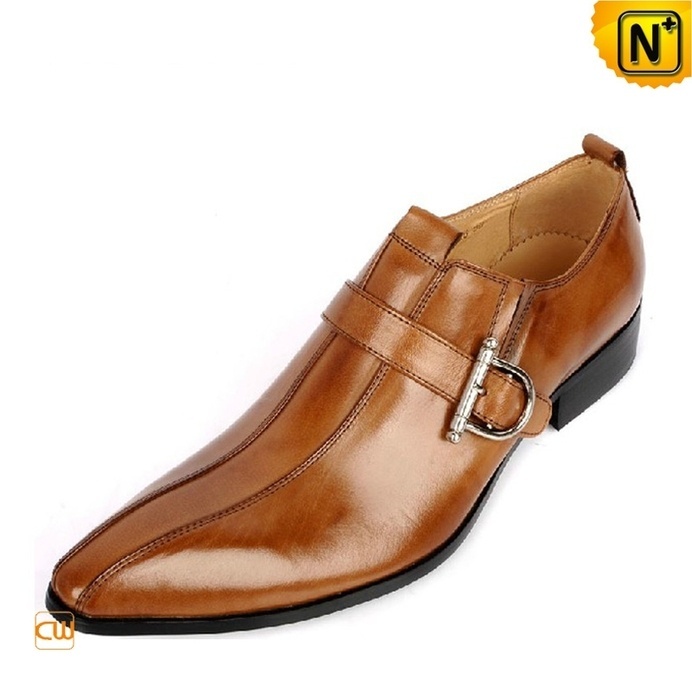 Brown Monk Strap Leather Dress Shoes for Men CW763072 #dress #shoes #leather