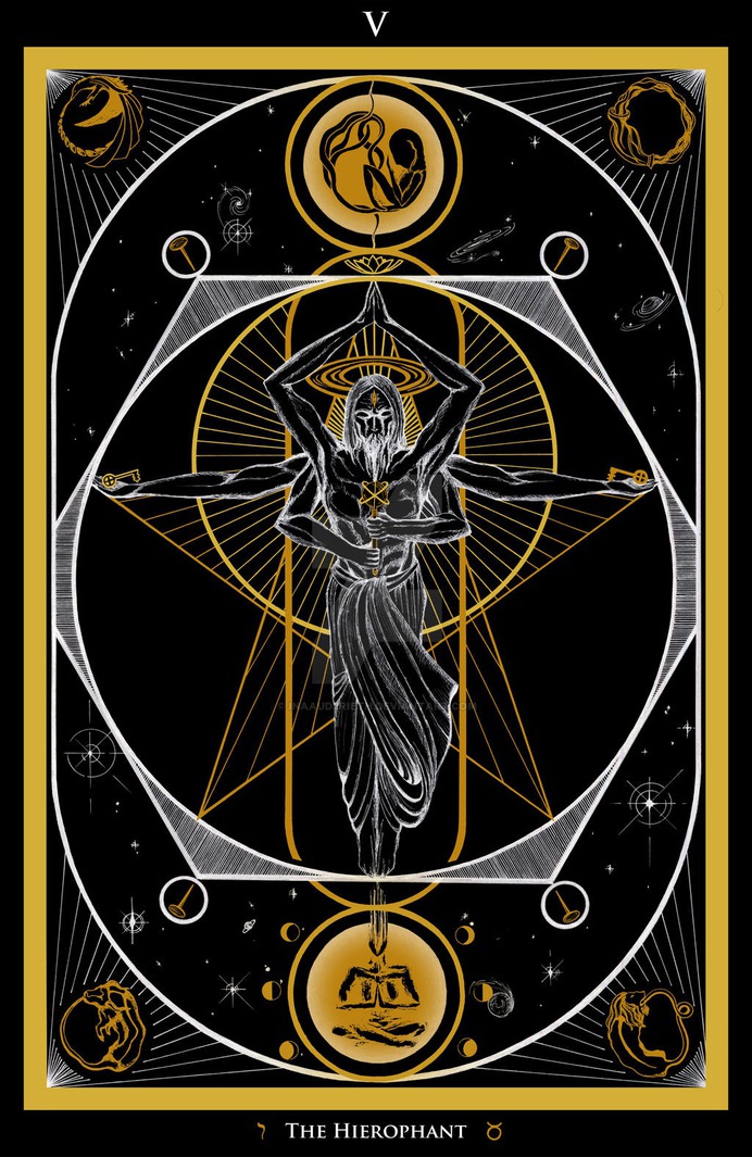 V-The Hierophant / Der Hohepriester Tarot Original by InaAuderieth