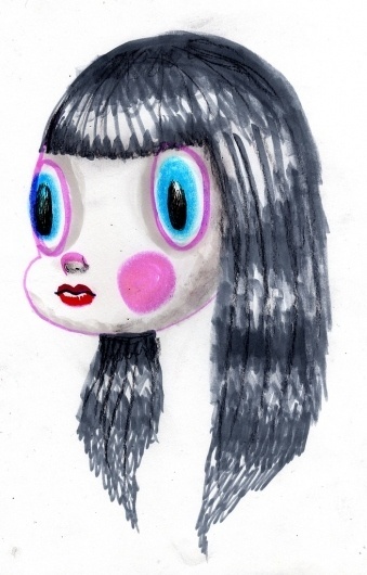 All sizes | Girl with Big Eyes and Black Hair | Flickr - Photo Sharing! #girl #pink #head #hair #dain #daincomix #blue