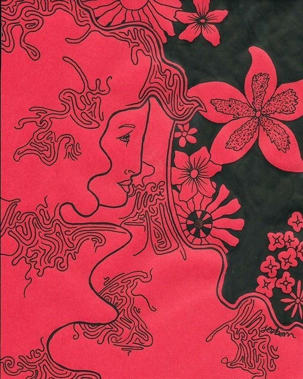 James Osborn - Illustrator #ink #red #woman #floral #black #illustration #pen