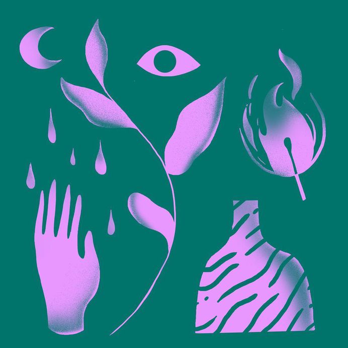It's been awhile! Took a little break after my 36 days of type attempt so this illustration is a mini catch up. It's about the rain, my plants thriving in the humidity, reading Fahrenheit 451 and playing David O'Reilys 'Everything' for the first time 👁 🌱 #illustration #symbols
