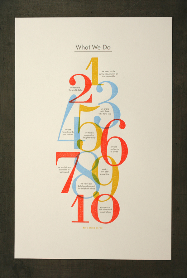 PO6_SOF #print #letterpress #on #fire #studio #poster #numbers #beastpieces