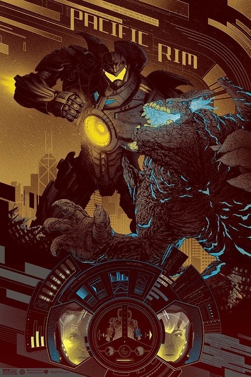 Gypsy Danger Gold #jaeger #gypsy #kaiju #rim #illustration #poster #monster #movies #danger #pacific #typography