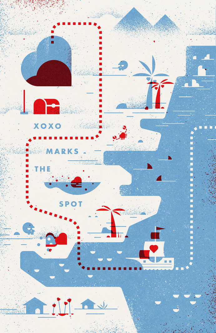 "XOXO Marks the Spot" #illustration #valentine