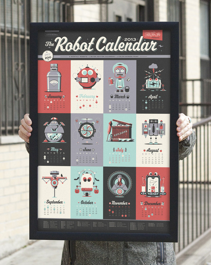 lovely-stationery-2013-robot-calendar-1 #calendar #robot