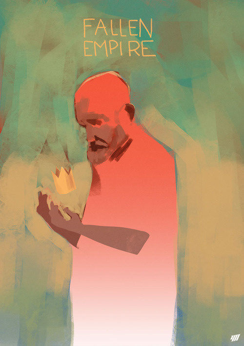 Fallen Empire (illustration by youpiemonday.com) #red #pink #beard #digital #illustration #painting #man #king #green