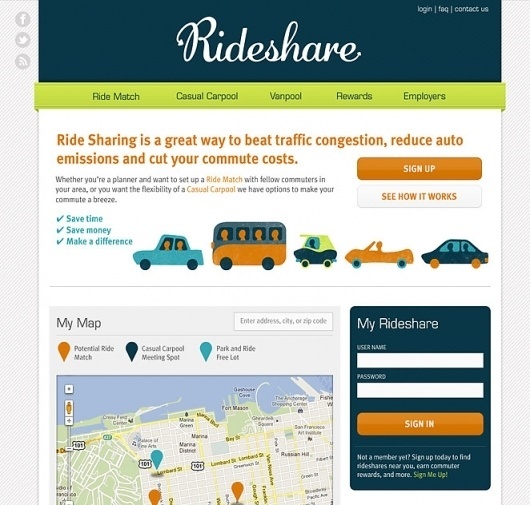 Carly Lane Design Portfolio | Rideshare #website #illustration #identity #branding
