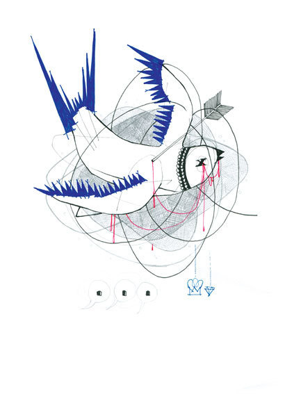 Swallow - Natasha Muhl #bird #illustration #arrow #dead #natashamuhl