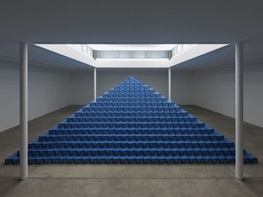 The Recovery of Discovery by Cyprien Gaillard: A 72,000 bottle pyramid of beer | Colossal #beer #installation #art #pyramid #berlin