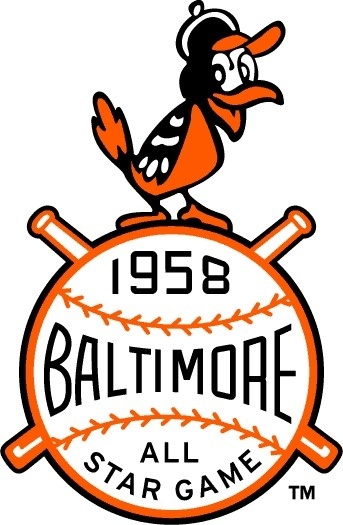 MLB All Star Game Primary Logo (1958) 1958 MLB All Star Game at Memorial Stadium in Baltimore, Maryland #crest #sports #baseball #type #baltimore