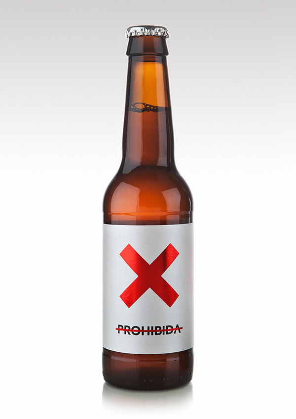 bottle, beer, x, red, bold, simple, minimal, white, brown, flashy
