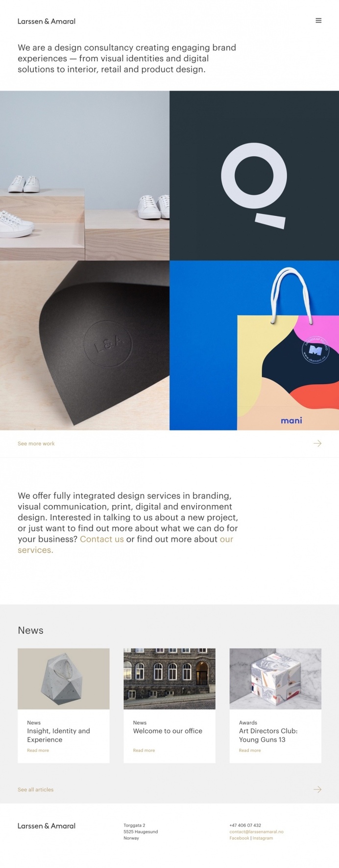 Larssen & Amaral norway branding design webdesign beautiful beauty best minimal simple clean cool trend award site of the day portfolio norw