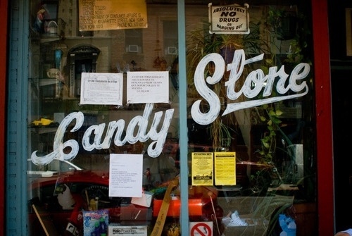 Google Reader (274) #lettering #script #candy #store #window #hand