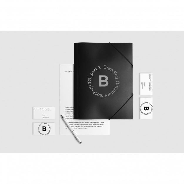 Business stationery mock up with black folder on white background Free Psd. See more inspiration related to Background, Business card, Mockup, Business, Card, Book, Template, Black, Web, Website, Folder, White, Note, Stationery, Pen, Mock up, Black and white, Templates, Website template, Mockups, Up, Web template, Realistic, Note book, Real, Web templates, Mock ups, Mock and Ups on Freepik.