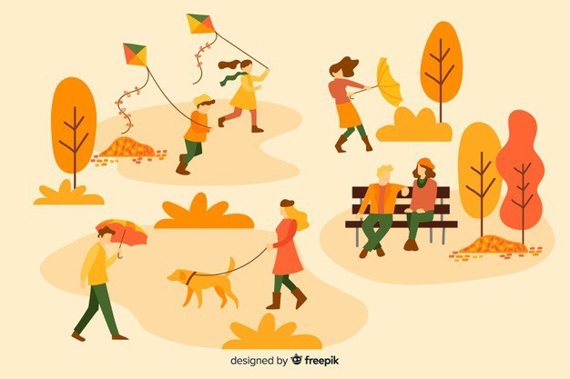 People in the autumn park