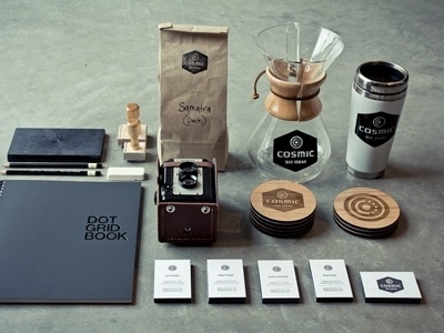 Dribbble - Cosmic Brand Kit by Eric Ressler #business #card #book #brand #identity #coaster