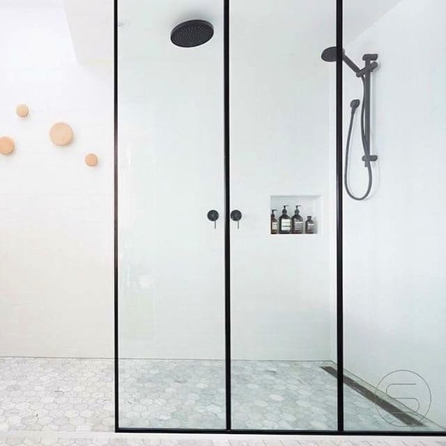 black frame shower enclosure by Gia Bathrooms & Kitchens #shower #bathroom