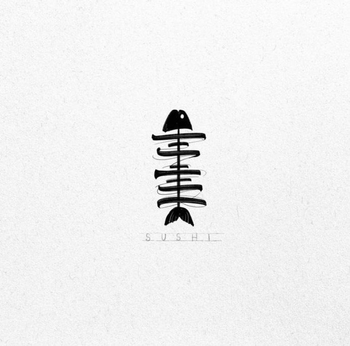 Modern Calligraphy Logo Concept for Sushi.⁠