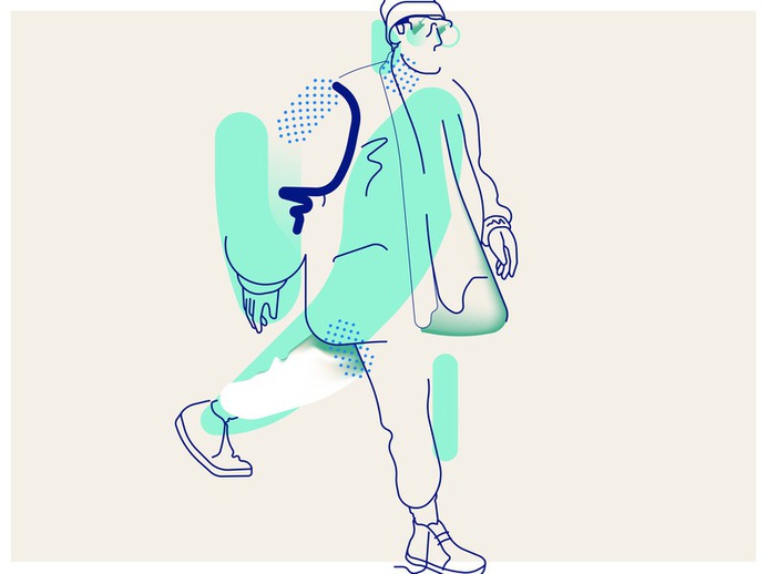 Walk adobe vector digital illustrator character 2d illustration