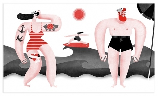 <img src= #corte #retro #illustration #maria #beach