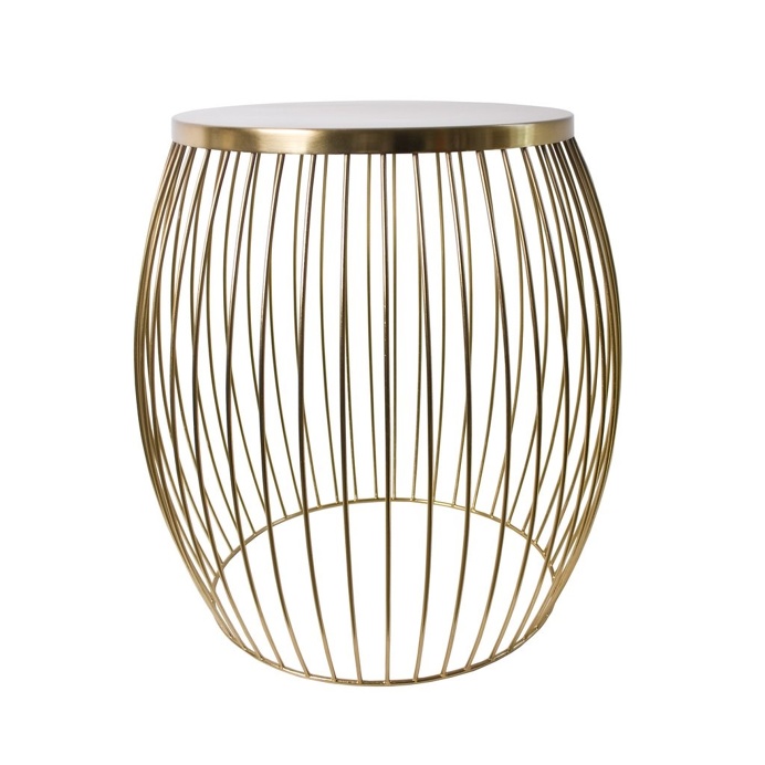 Miami Wire Stool Gold 44.5cm x 44.5cm x 47cm