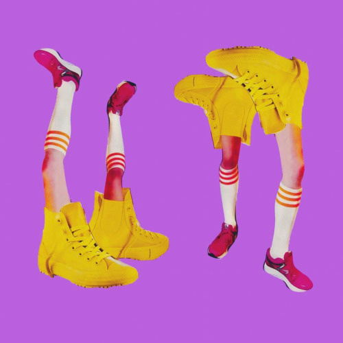 Should I stay or should I go? #sneakers #converse #allstar #yellow #pink #violet #collage #surreal #visualdesign #artwork #papercollage #fu
