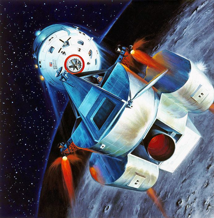 Davis Meltzer, “Lunar Excursion Module Prepares to Dock with its Mothership,” 1960s
