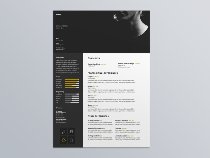 Free Visual Designer Resume Template for Job Seeker