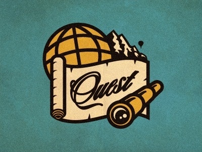 Quest_logo_concept_2_color_alt_01 #vector #globe #telescope #branding #logo #quest