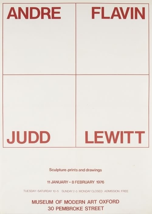 Modern Art Oxford 50:50 | 15. Andre, Flavin, Judd, Lewitt #minimalists #poster