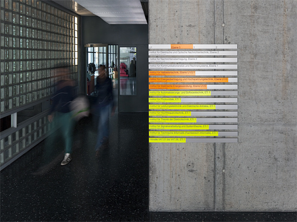 büro uebele // institute of electrical engineering, building 2, stuttgart university signage system, redesign stuttgart vaihingen, 2012 #wa
