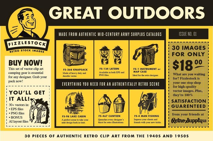 Great Outdoors Retro Clip Art