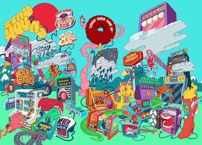 Outstanding murals by Dave Arcade - WUNDERMAN L.A. + PLUGGED IN MURAL