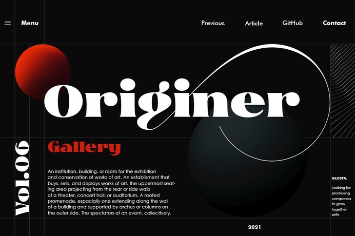 Glosta is a serif font that comes with a very beautiful change character that will bring a touch of luxury and style to your projects. Glosta is perfect for editorial design, branding, headings, logos, magazines and more.

Glosta has 650 glyphs and 290 alternate characters, including multiple language support. With OpenType features with an elegant alternative style.