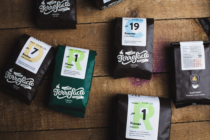 Visual identity and coffee packaging designed by Fork for Moscow based roaster Torrefacto #packaging #design