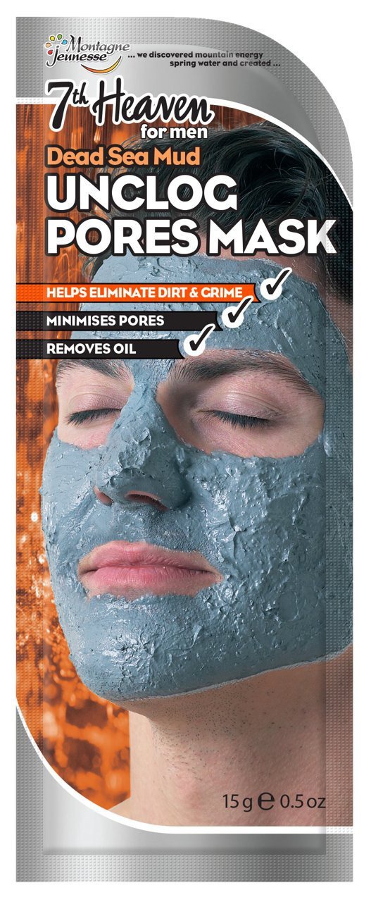 7th Heaven Unclog Pore Dead Sea Mud Mask for Men With Natural Clay to Remove Oil, Dirt and Grime Without Over-Drying the Skin - Ideal for All Skin Types