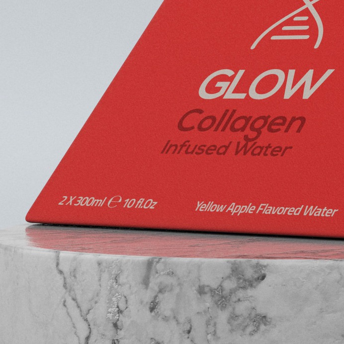 Glow Collagen Infused Water - Mindsparkle Mag Rafael Maia is the designer of the project created for GLOW from within. The collagen infused water is where innovation meets beauty. #logo #packaging #identity #branding #design #color #photography #graphic #design #gallery #blog #project #mindsparkle #mag #beautiful #portfolio #designer