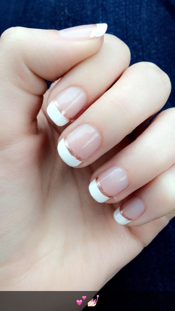 Wedding nail idea – French manicure with rose gold