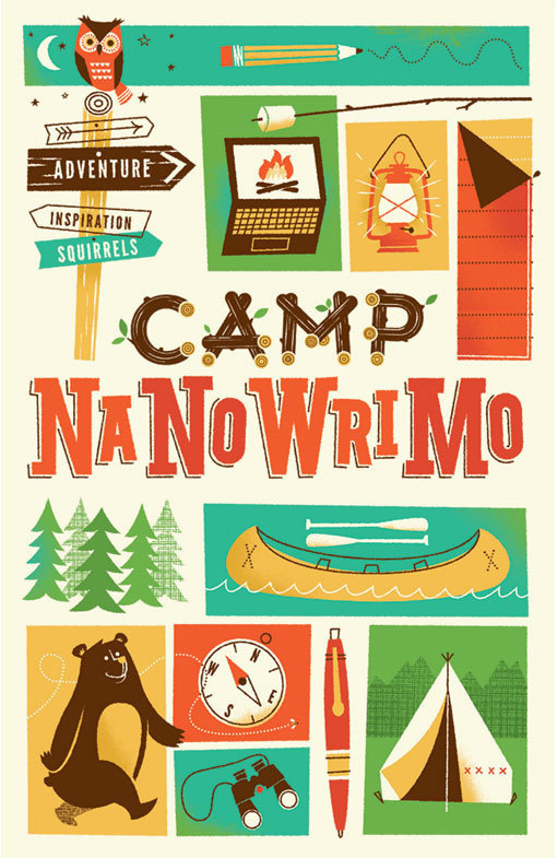 Brave the Woods: Camp NaNoWriMo Brand Identity #owl #camping #illustration #vintage #bear