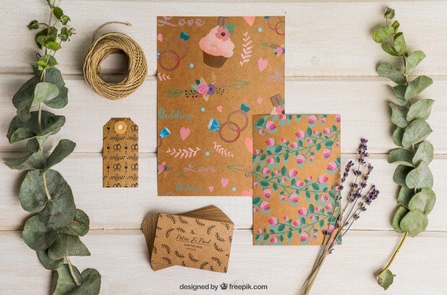 Cardboard wedding set with floral decoration Free Psd. See more inspiration related to Flower, Wedding, Mockup, Wedding invitation, Floral, Invitation, Cover, Card, Love, Template, Paper, Wedding card, Tag, Invitation card, Cute, Letter, Stationery, Elegant, Mock up, Save the date, Decoration, Date, Marriage, Romantic, Engagement, Botanical, Beautiful, Up, Cardboard, Save, Flower card, Set and Mock on Freepik.